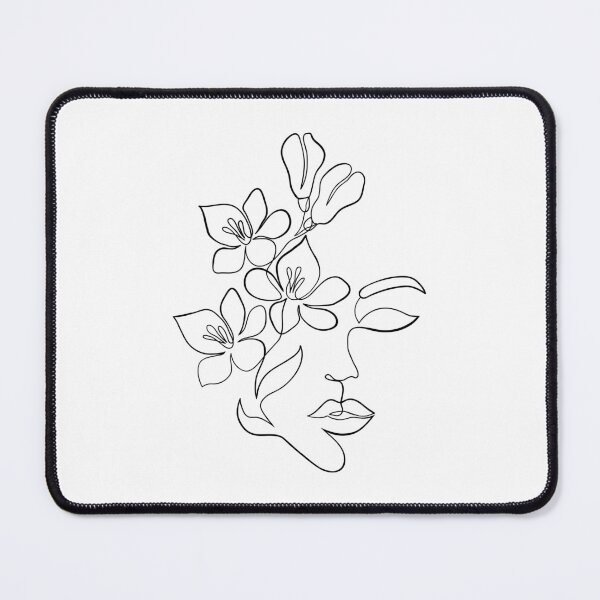 Item preview, Abstract drawing line art lady with flowers designed and sold by LineArtDrawing.