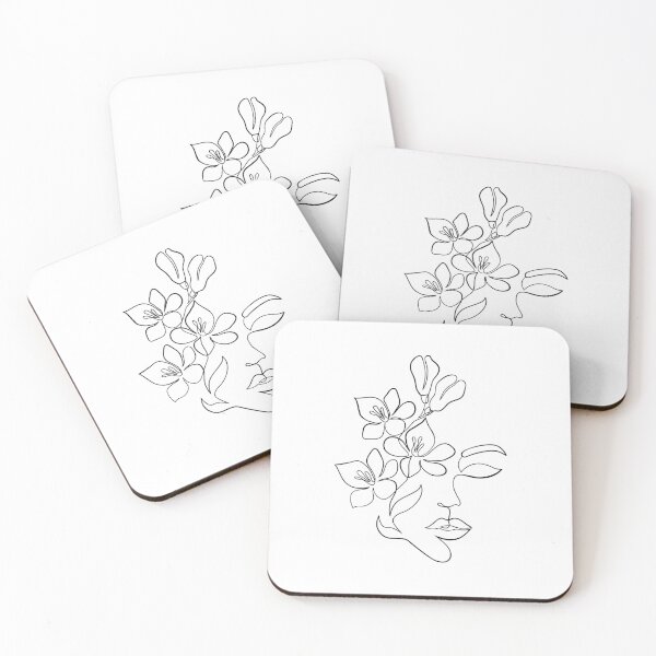 Item preview, Abstract drawing line art lady with flowers designed and sold by LineArtDrawing.