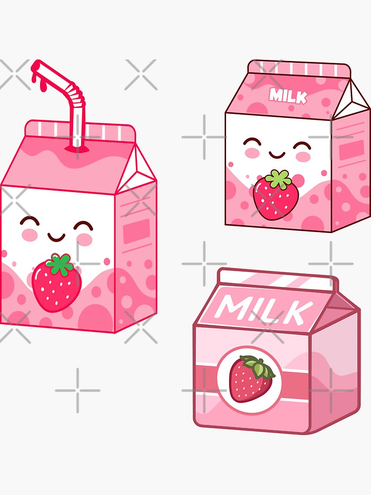 Kawaii Milk Sticker Milk Stickers Strawberry Milk Banana Milk