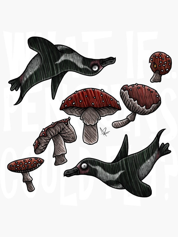 "What if Penguins Could Fly?" Sticker for Sale by AgaricRabbit | Redbubble