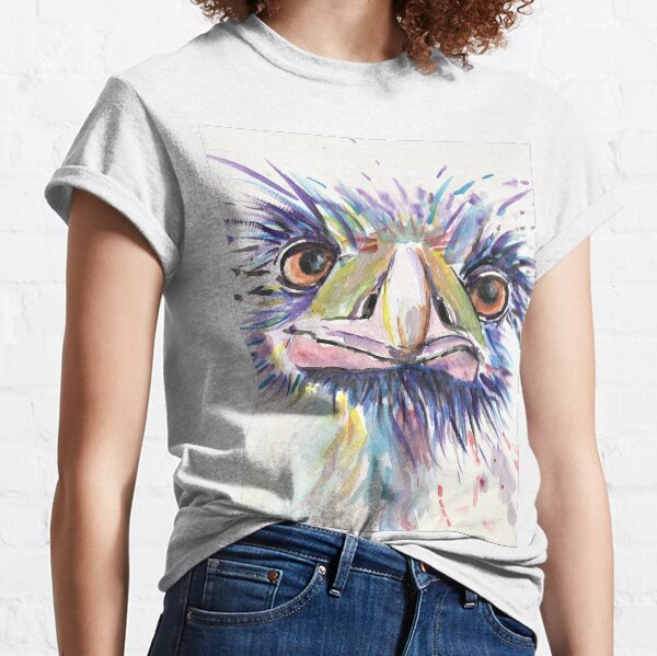 Emu or Ostrich Bird with funny eyes Classic T-Shirt