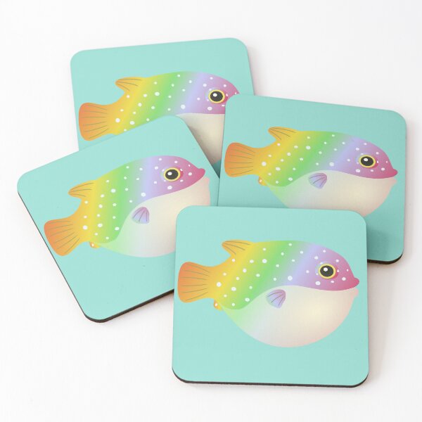 Item preview, puffer fish blow fish cute pufferfish rainbow designed and sold by MiraNomegusta.