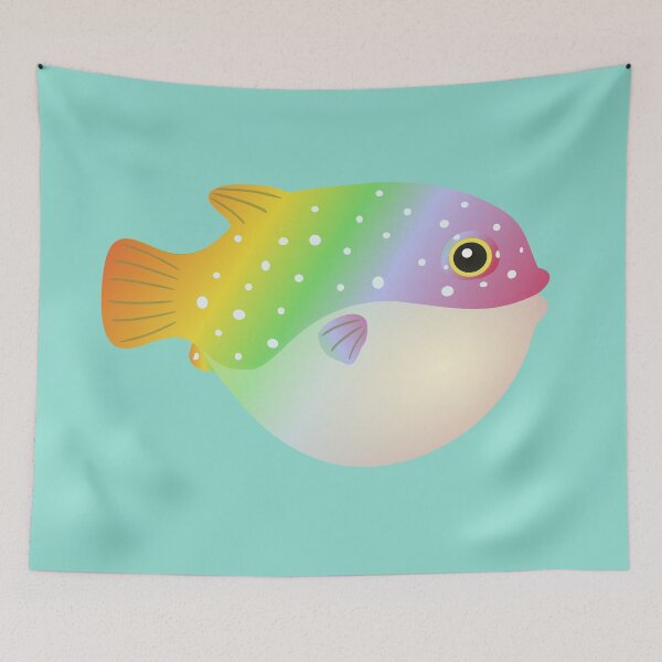 Item preview, puffer fish blow fish cute pufferfish rainbow designed and sold by MiraNomegusta.