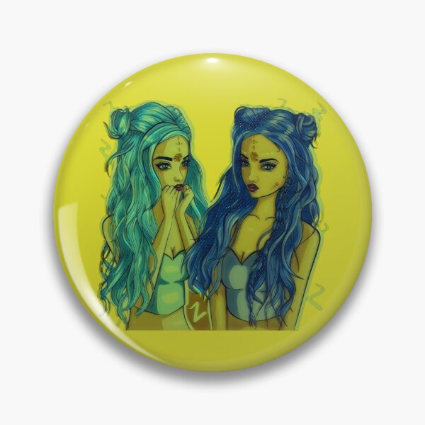Item preview,  Zodiac Twins Anime Girl - Dark Blue Sisters designed and sold by ProtonProject.