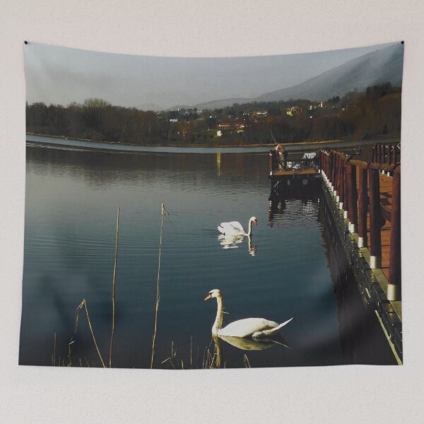 Item preview, Lake with swan and bridge landscape photography  designed and sold by marghe41.