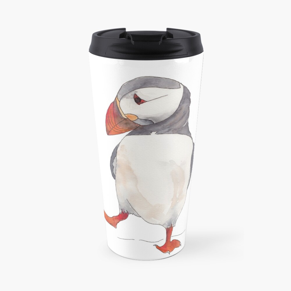 Dancing puffin watercolor illustration Travel Mug