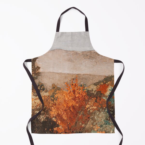 Item preview, Autumn Treetops Lanscape painting, Serene art in earth tones, green and orange woods,  designed and sold by LeAllureVintage.