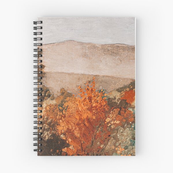 Item preview, Autumn Treetops Lanscape painting, Serene art in earth tones, green and orange woods,  designed and sold by LeAllureVintage.