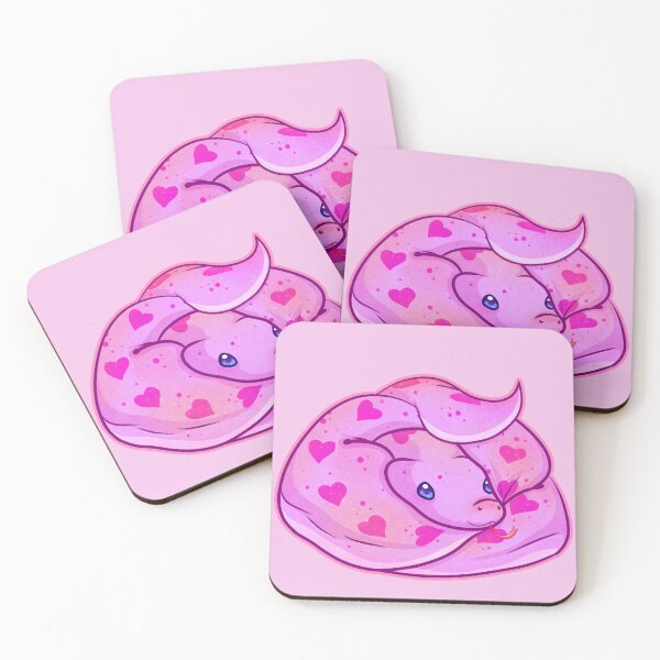 Item preview, Kawaii Pink Blue Eyed Snake with Hearts designed and sold by With Love, InspireMari.