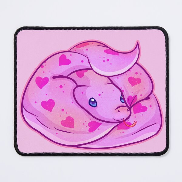 Item preview, Kawaii Pink Blue Eyed Snake with Hearts designed and sold by With Love, InspireMari.