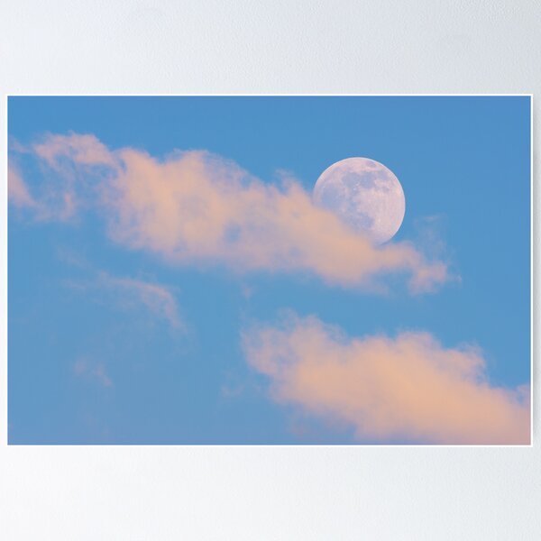 Sunset clouds and the white moon #1 Poster