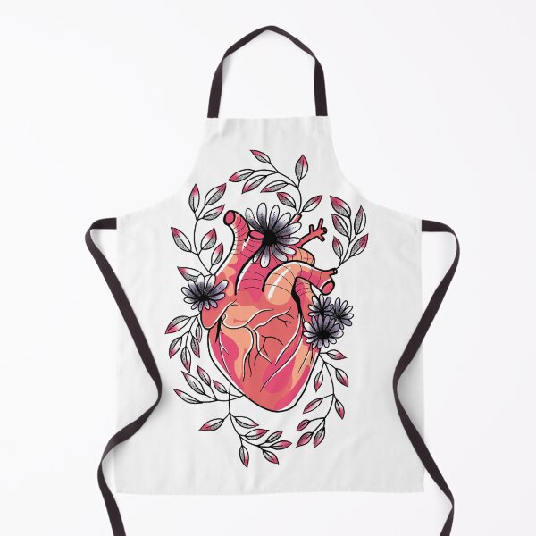 Item preview, Orange gold anatomically correct heart with mauve flowers and witchy leaves with pink tips cute gift designed and sold by AnanasArt.