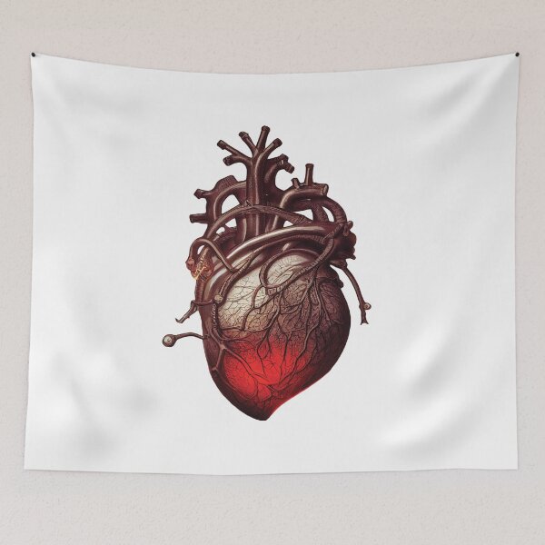 Item preview, Victorian mechanical heart steampunk anatomy illustration for medical nerds designed and sold by Mobius Spot Collective.