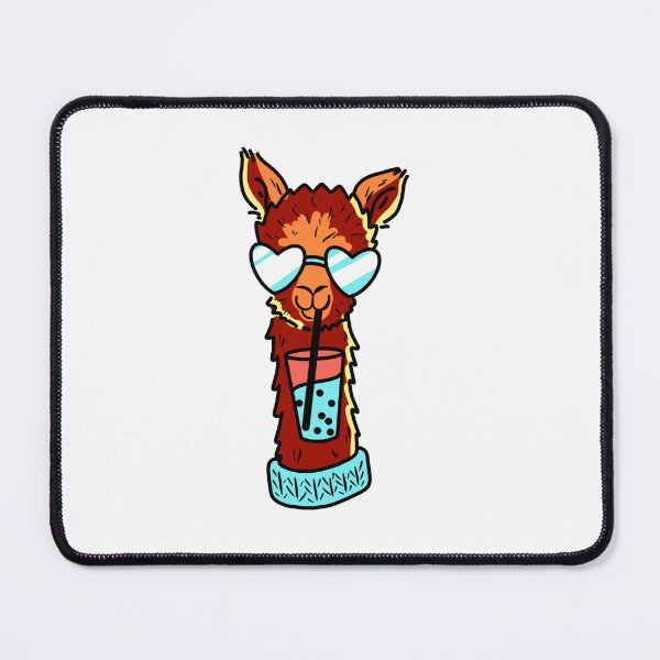 Item preview, Orange llamma drinking boba tea wearing blue heart sunglasses cute gift designed and sold by AnanasArt.