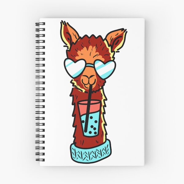 Item preview, Orange llamma drinking boba tea wearing blue heart sunglasses cute gift designed and sold by AnanasArt.