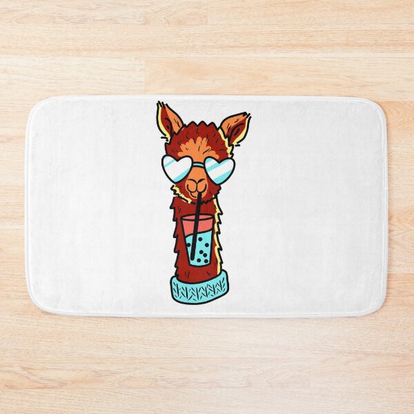 Item preview, Orange llamma drinking boba tea wearing blue heart sunglasses cute gift designed and sold by AnanasArt.