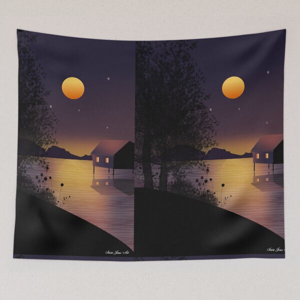 Item preview, Sunset over lake designed and sold by Sonia Jones Art.