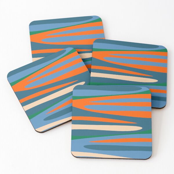 Item preview, Terzo Stripes Vertical Abstract Pattern Blue Orange Green Beige designed and sold by kierkegaard.