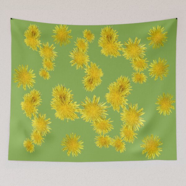 Item preview, fleurs de pissenlits sur fond greenery designed and sold by AHELENE.