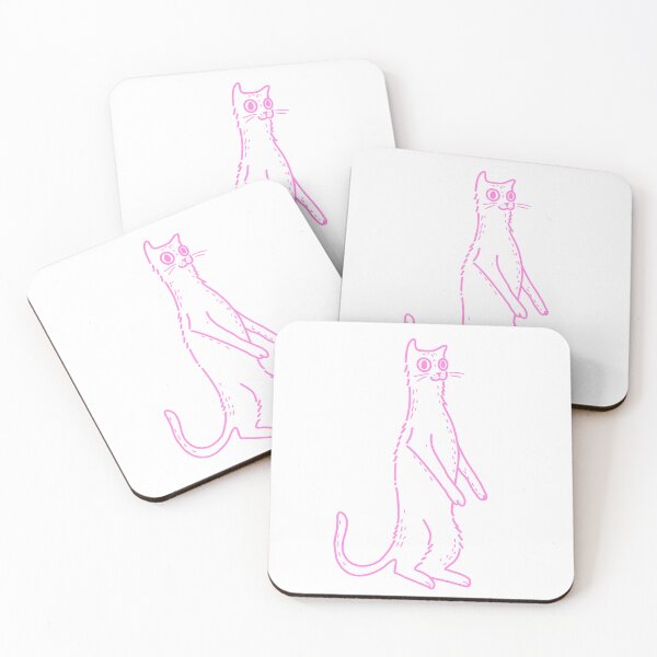 Item preview, Pink Cat standing up, freaked out cute gift designed and sold by AnanasArt.