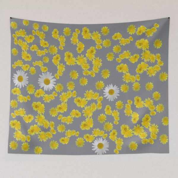 Item preview, paquerettes et pissenlits sur fond shark skin designed and sold by AHELENE.