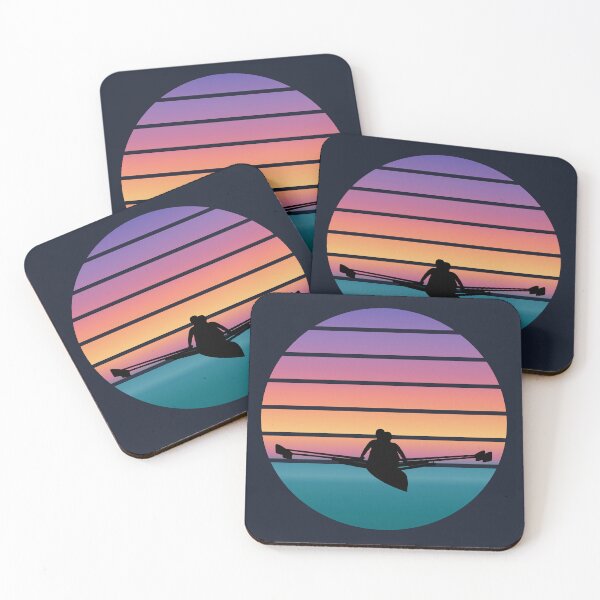 Artikelvorschau, Rudern, Ruderboot, Wasser und Sonnenuntergang - Scull entworfen und verkauft von claudiasartwork.