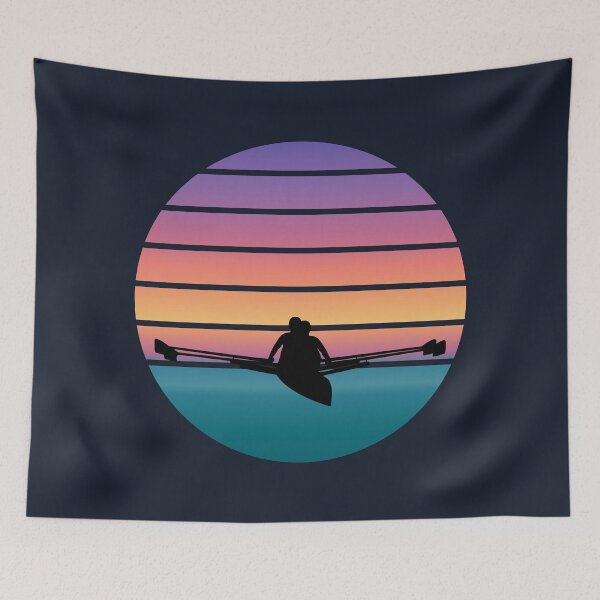 Artikelvorschau, Rudern, Ruderboot, Wasser und Sonnenuntergang - Scull entworfen und verkauft von claudiasartwork.