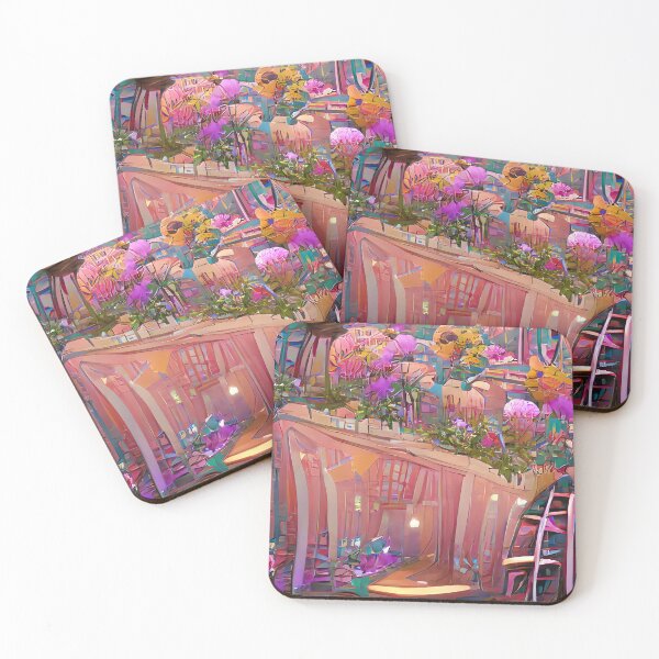 Item preview, Psychedelic pink floral coffee shop| psychedelic floral coffee designed and sold by PsychicLove.