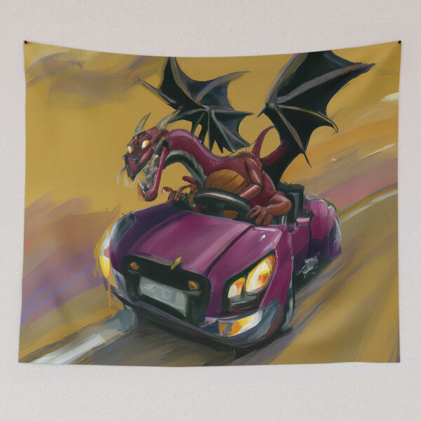 Item preview, Dragon driving a car designed and sold by Bob Murdoch.