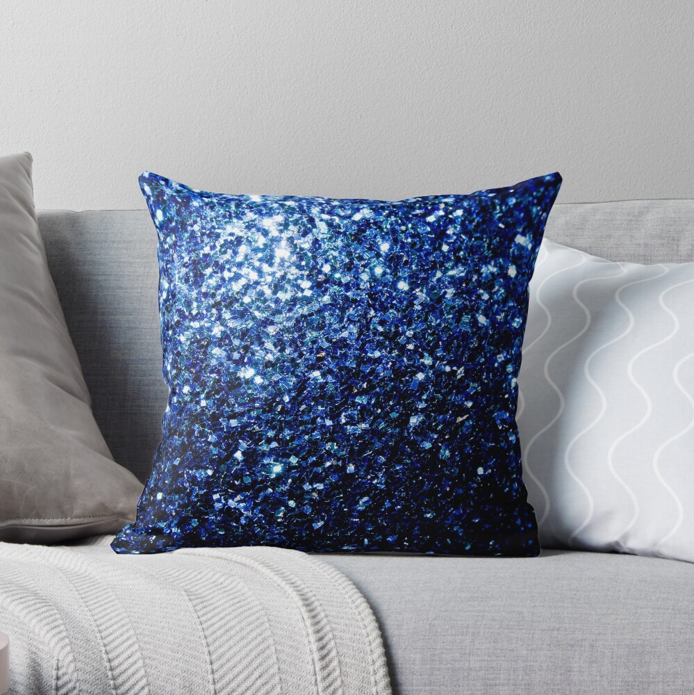 Beautiful Dark Blue glitter sparkles Throw Pillow