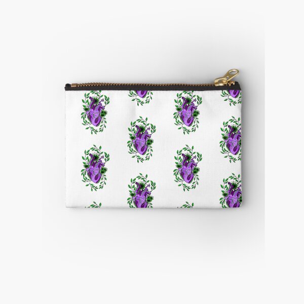 Item preview, Purple anatomically correct heart with green leaves and flowers cute gift designed and sold by AnanasArt.