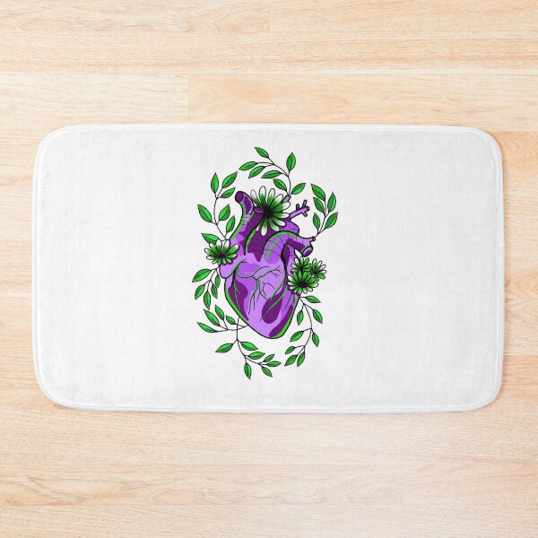 Item preview, Purple anatomically correct heart with green leaves and flowers cute gift designed and sold by AnanasArt.