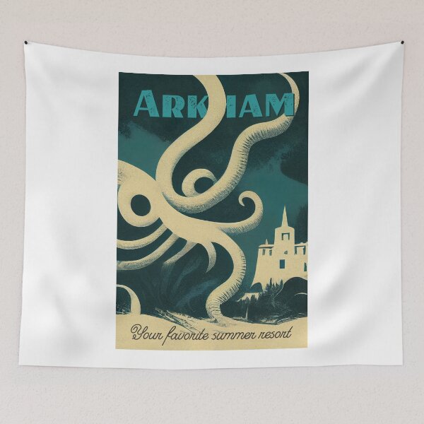 Artikelvorschau, Arkham. Vintages Lovecraftian-Reise-Plakat entworfen und verkauft von Wavesbender.