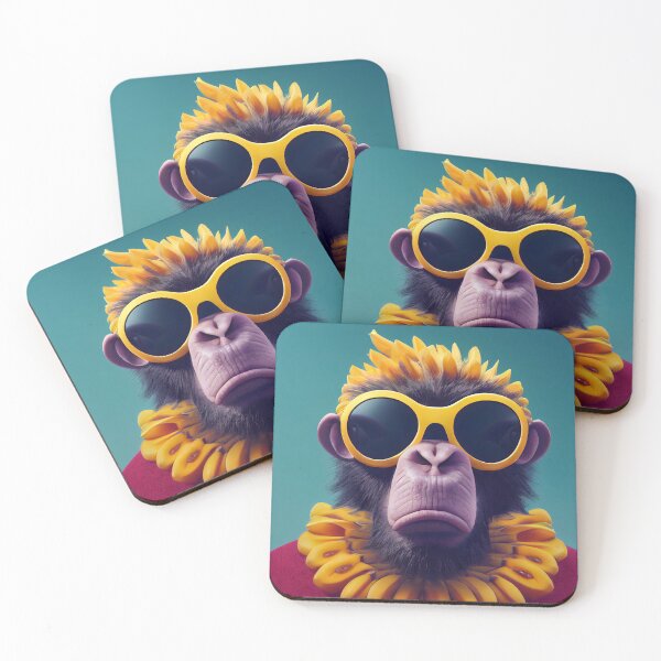 Item preview, Cool monkey with banana hair and sunglasses designed and sold by Tuko Designs.