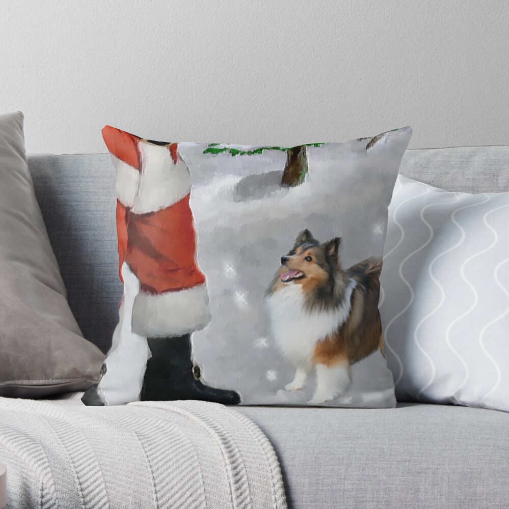 sheltie christmas pillow