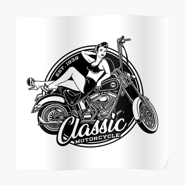 Vintage Pin Up Girl On Motorcycle Poster For Sale By Whisper41