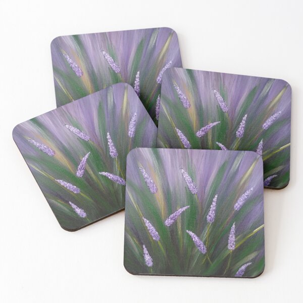 Item preview, Lavender flowers blowing in the wind acrylic painting  designed and sold by UnaBonitaArt.
