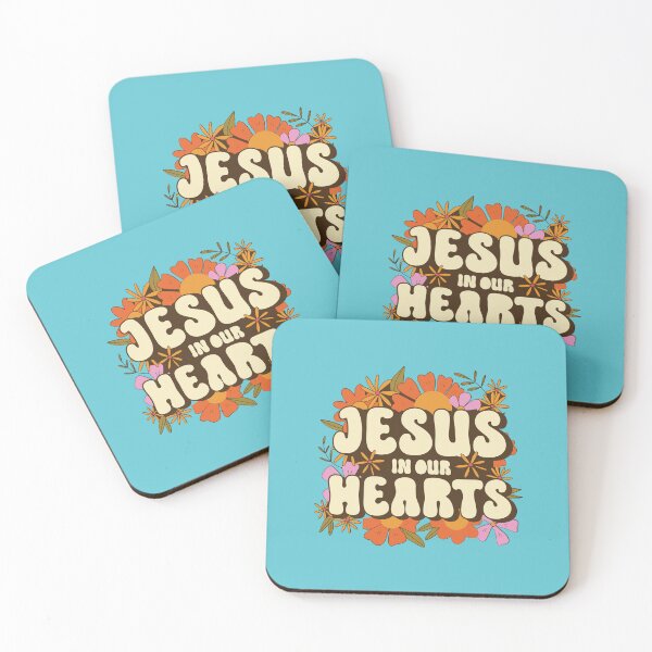Artikelvorschau, Jesus in unseren Herzen Retro Flower Power - Bibelschrift - Christliches Zitat - Lobe und verehre Gott - Alte Schule - Natur - Groovy entworfen und verkauft von Allwhopraisehim.