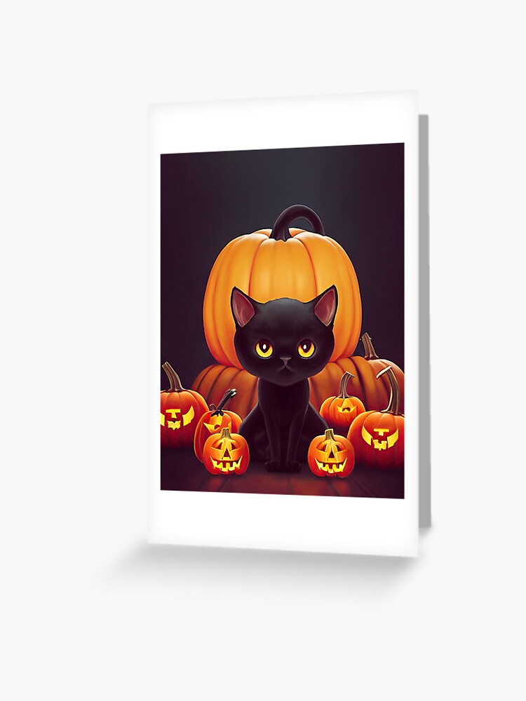 Halloween Cat and Pumpkin Hand-painted Pillow Cover 