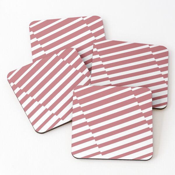 Item preview, Pink White Diagonal Offset Stripe Pattern Pairs 2023 COTY Terra Rosa DE5096 designed and sold by ColorOfTheYears.