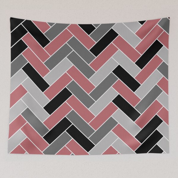Item preview, Pink Black Gray Herringbone Pattern Pairs 2023 COTY Terra Rosa DE5096 designed and sold by ColorOfTheYears.