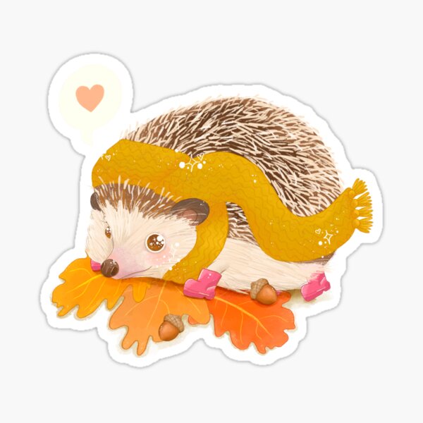 Autumn Hedgehog with Scarf Sticker