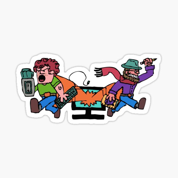 Player and Doodler Jumping Logo Sticker