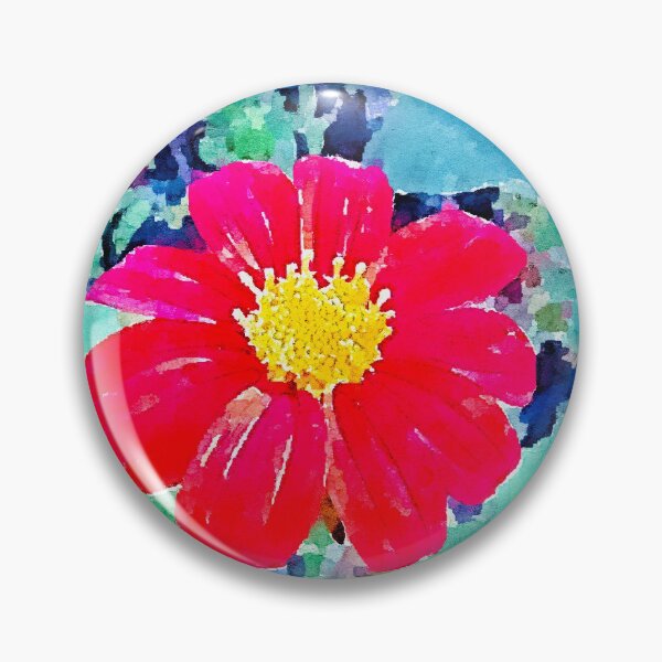 Artikelvorschau, Rotes Tithonia-Aquarell entworfen und verkauft von Floral-Art.