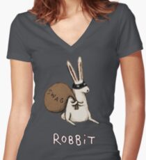 Robbit Women's Fitted V-Neck T-Shirt