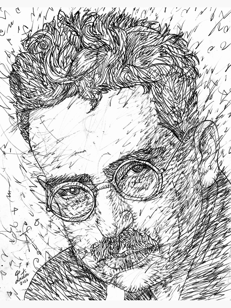 WALTER BENJAMIN black and white pencil portrait .1 | Art Board Print