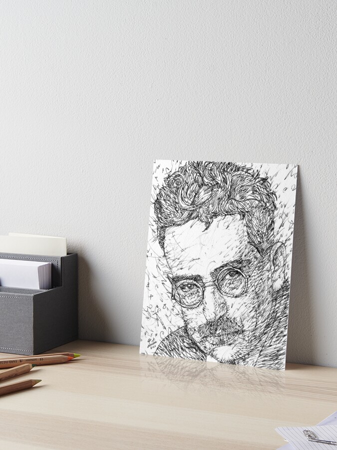 WALTER BENJAMIN black and white pencil portrait .1 | Art Board Print