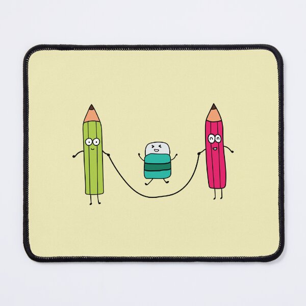 Item preview, funny cute pensils and eraser playing jump ropes designed and sold by wordspotrayal.