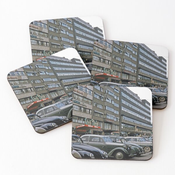 Item preview, 1950s - View of Commercial Buildings in Oslo with Cars Parked and the Chat Noir Venue, Norway designed and sold by thatwaslife.