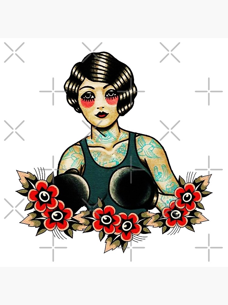 Boxer Flapper Girl Tattoo Art Print 